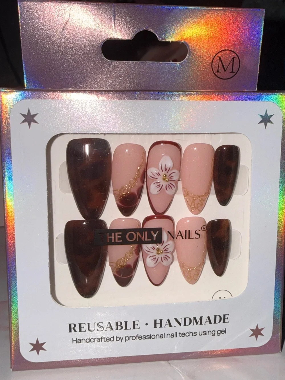 The Only Nails Reusable Nude & Brown Animal Print/ Floral Press-On Nail Set